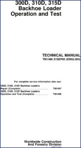 john deere 300d, 310d, 315d 2005 technical manual, john deere manual, john deere deere