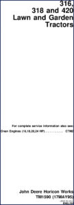 john deere 316, 318, 420 1995 service manual, john deere service manual, john deere deere