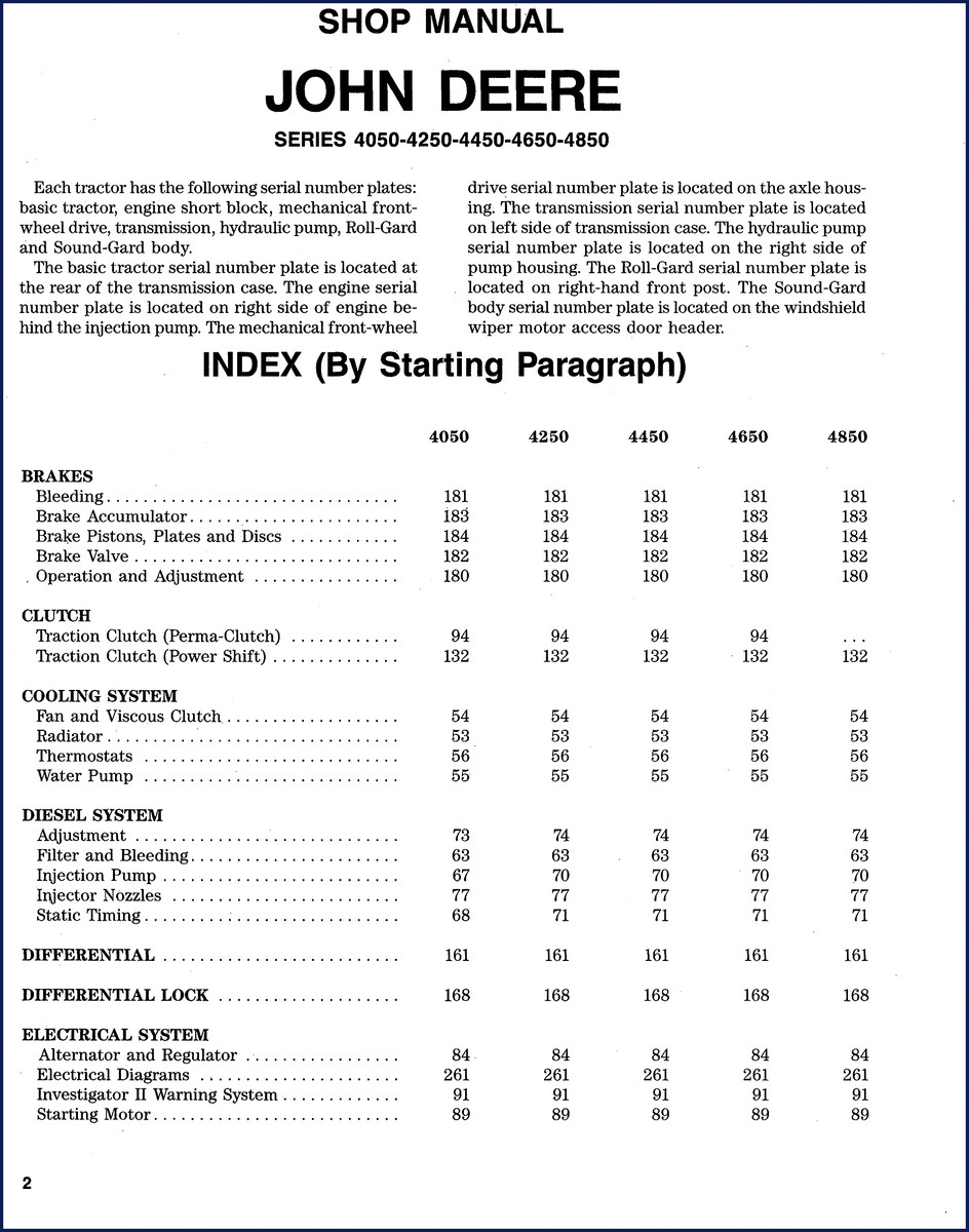 john deere 4050, 4250, 4450, 4650, 4850 workshop, john deere workshop manual, john deere deere