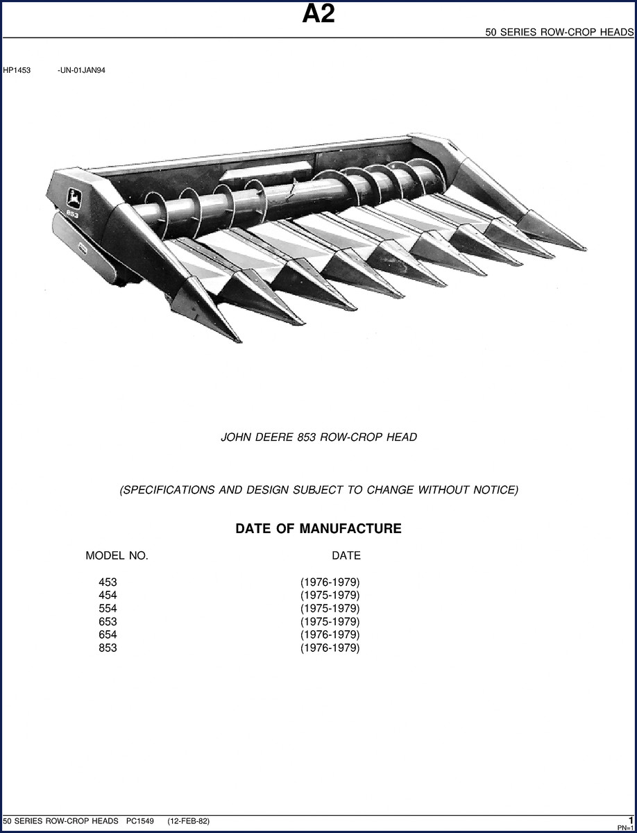 john deere 453, 454, 554, 653, 654 1982, john deere parts catalog, john deere deere