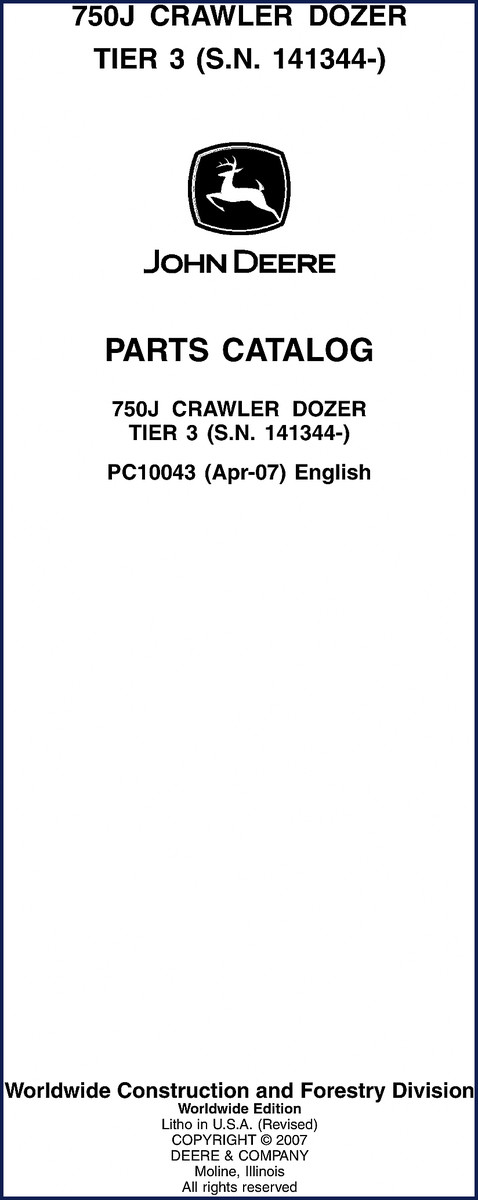 john deere 750j 2007 parts catalog, john deere parts catalog, john deere deere