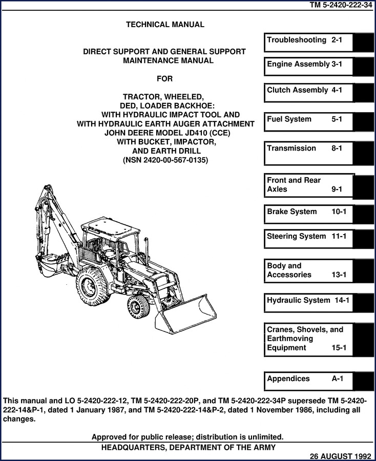 john deere jd410 1992 technical manual, john deere manual, john deere deere