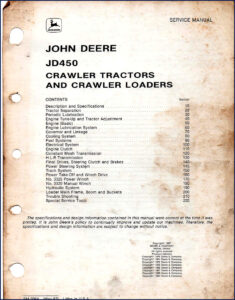 john deere jd450 1987 service manual, john deere service manual, john deere deere