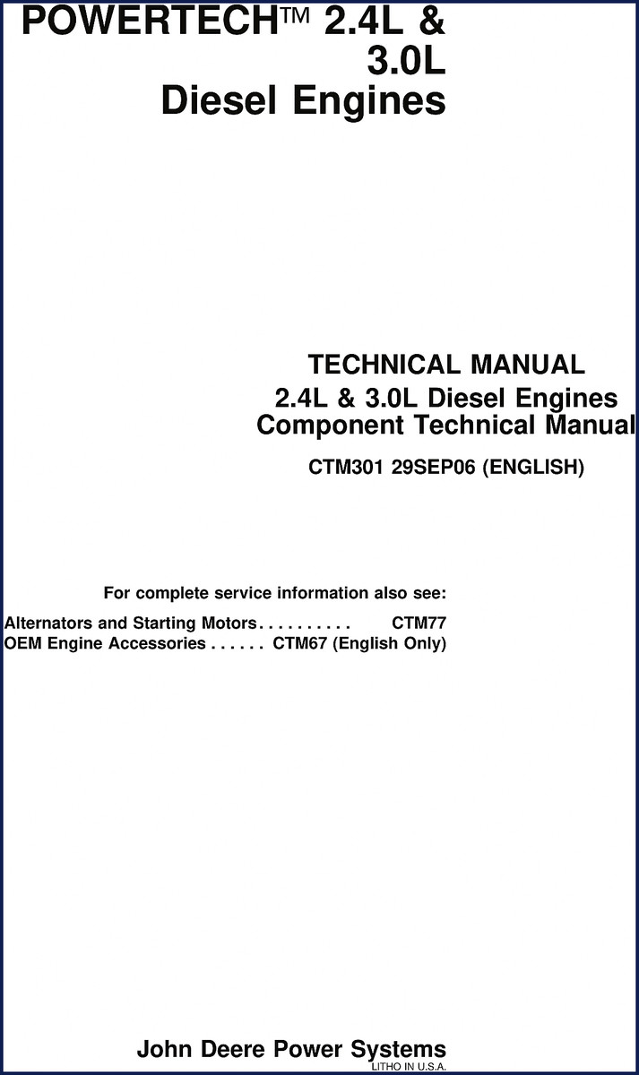 john deere powertech 2.4l 3.0l 2006 technical manual, john deere manual, john deere deere