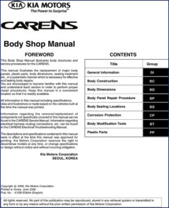 kia motors carens 2006 service manual, kia motors service manual, kia motors motors