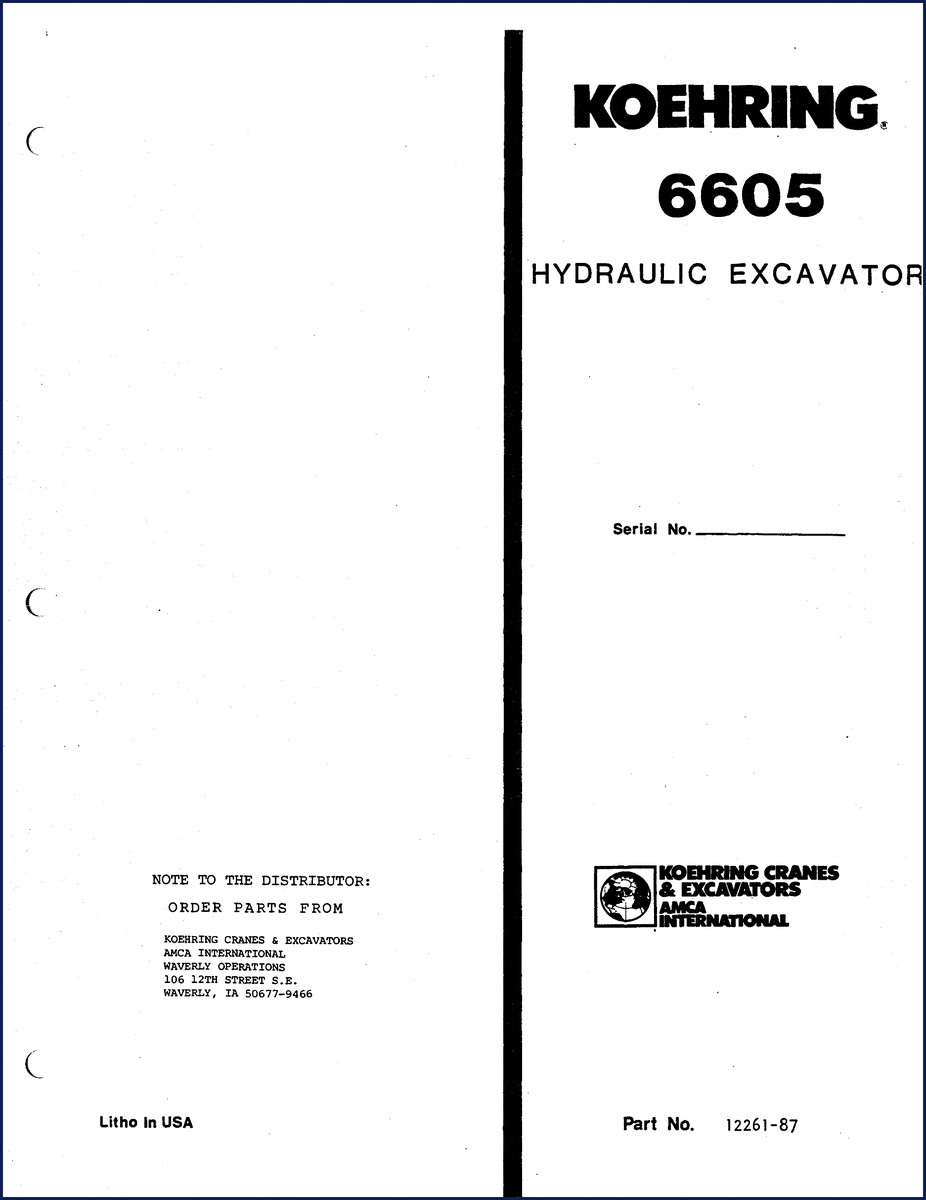 koehring 6605 parts catalog, koehring parts catalog, koehring 6605