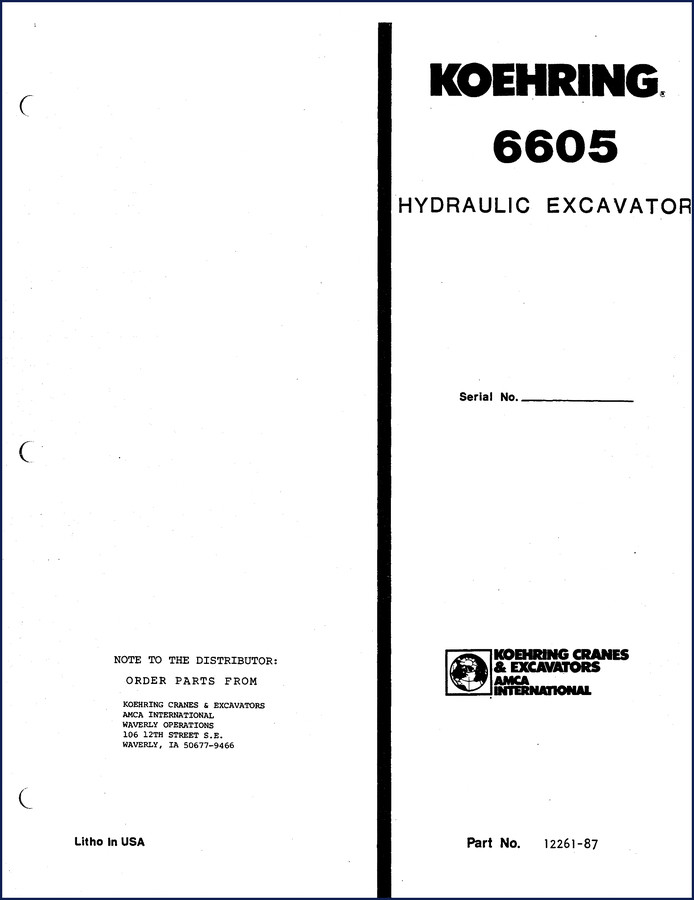 koehring 6605 1987 parts catalog, koehring parts catalog, koehring 6605