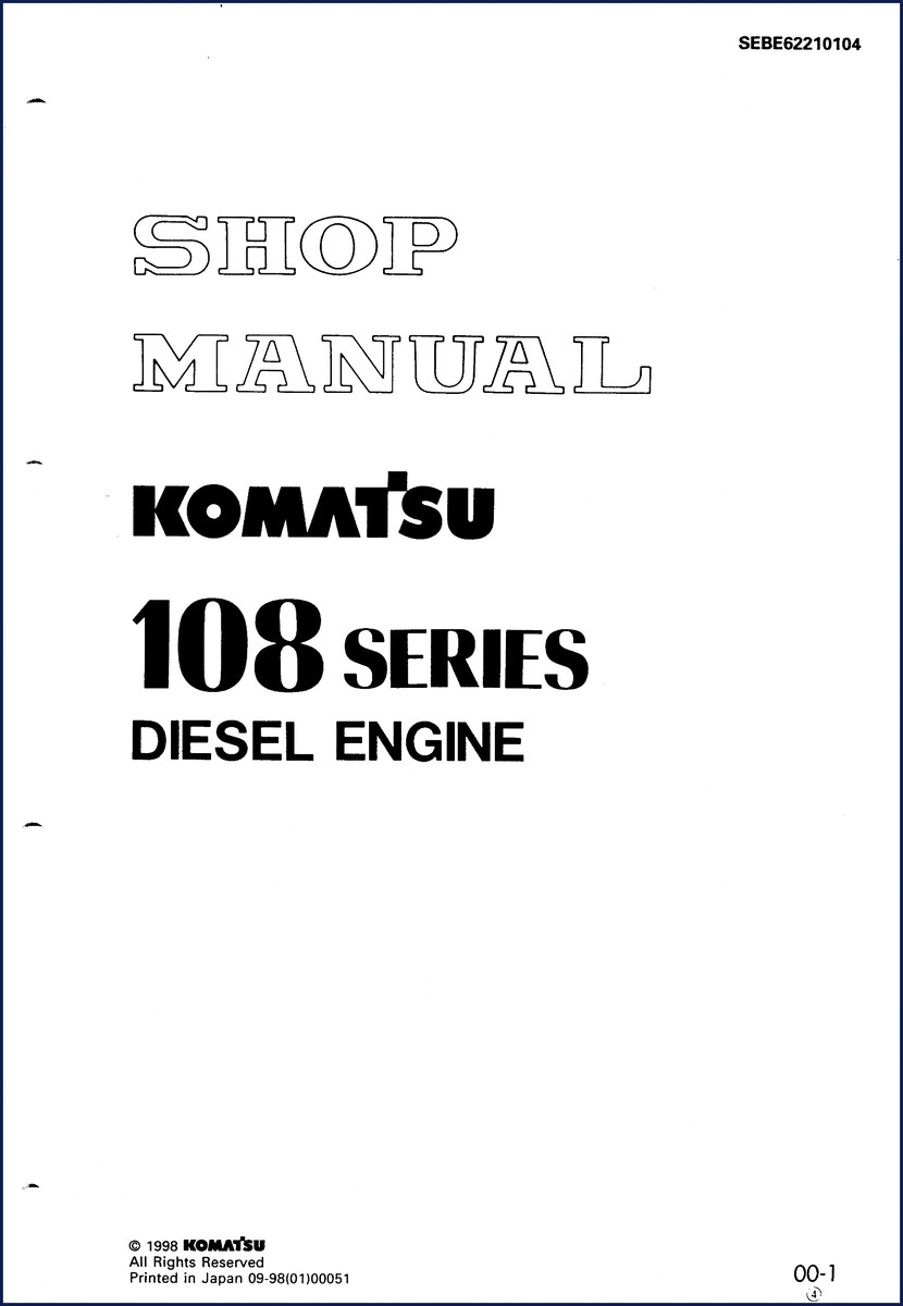 komatsu 108 series 1998 workshop manual, komatsu workshop manual, komatsu 108