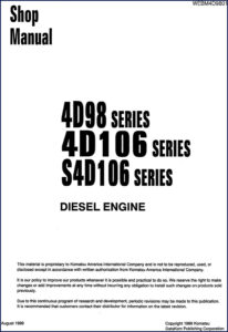 komatsu 4d106 s4d106 4d98 1999 workshop manual oem, komatsu workshop manual, komatsu 4d106