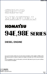 komatsu 98e, 94e 2003 service manual, komatsu service manual, komatsu 98e,