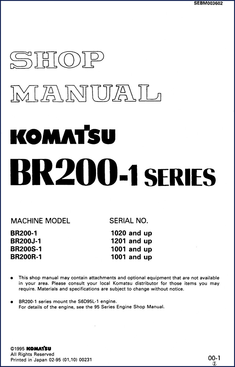 komatsu br200, komatsu manual