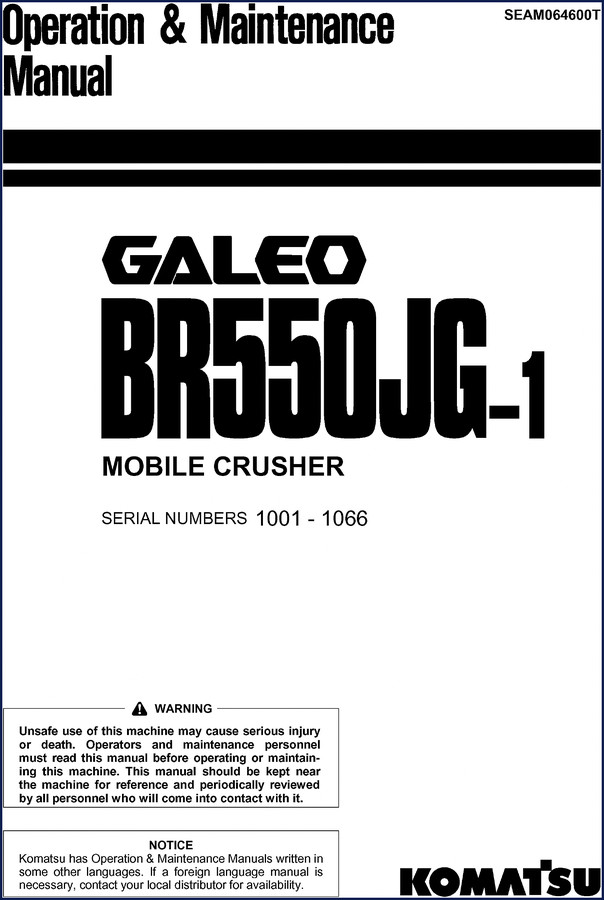 komatsu br550jg, komatsu manual