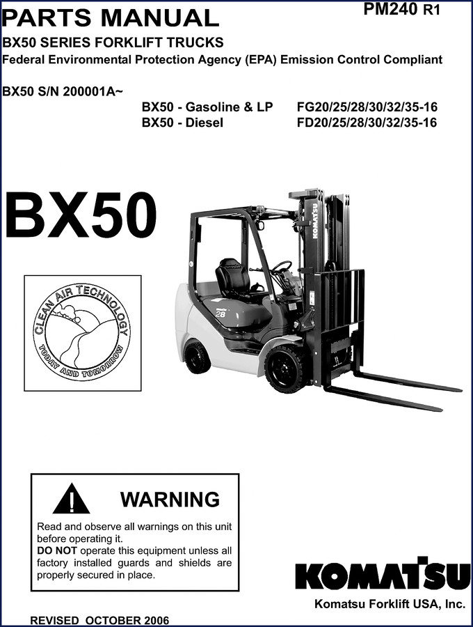 komatsu bx50 fg20 fg25 fg28 fg30 2006 parts, komatsu parts catalog, komatsu bx50