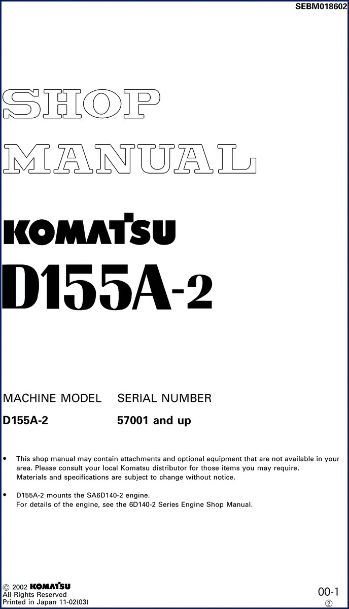 komatsu d155a, komatsu manual