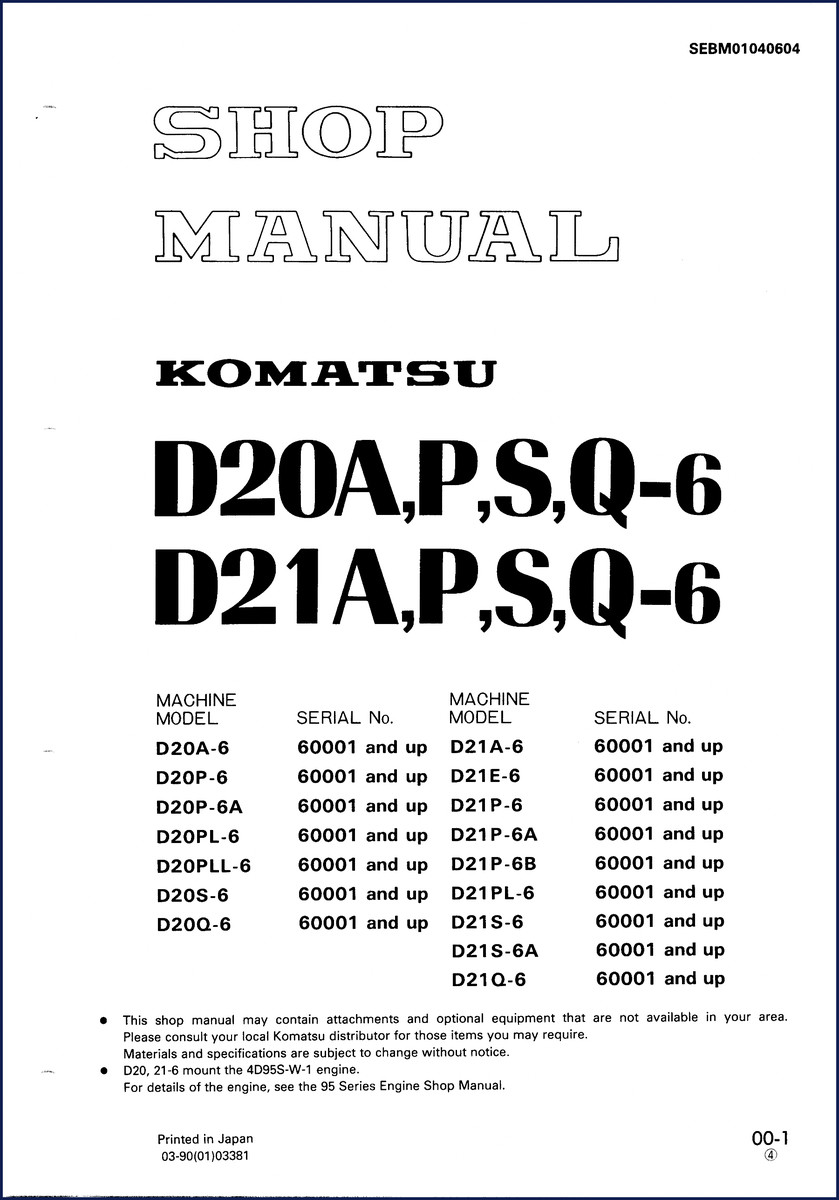 komatsu d20a, komatsu manual