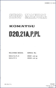 komatsu d20a d21a d20p d21p d20pl 1981 workshop, komatsu workshop manual, komatsu d20a