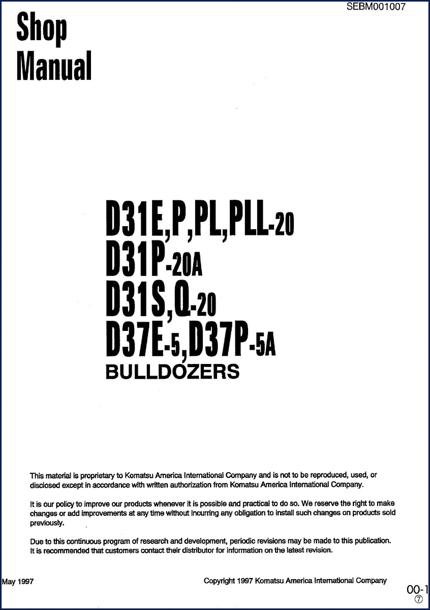 komatsu d31e d31p d31pl d31pll d31s 1997 service, komatsu service manual, komatsu d31e