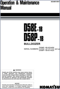 Komatsu D58E-1B D58P-1B Service Manual – 160-Page OEM – OEM Service Manual