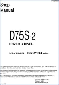 Komatsu D75S-2 1992 Workshop Manual – OEM Specs