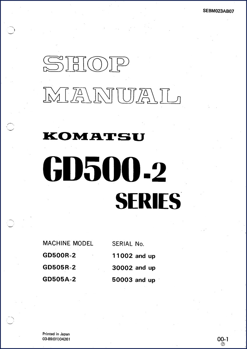 komatsu gd500r, komatsu manual