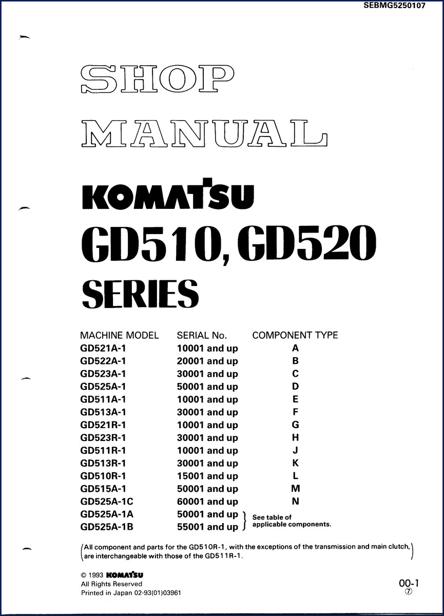komatsu gd510 gd520 gd521a, komatsu manual, komatsu gd510