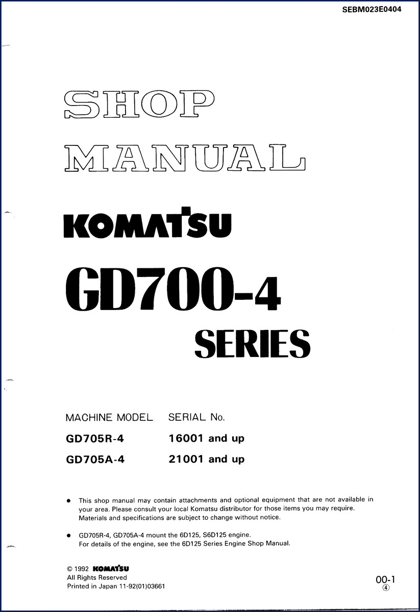 komatsu gd705r, komatsu manual