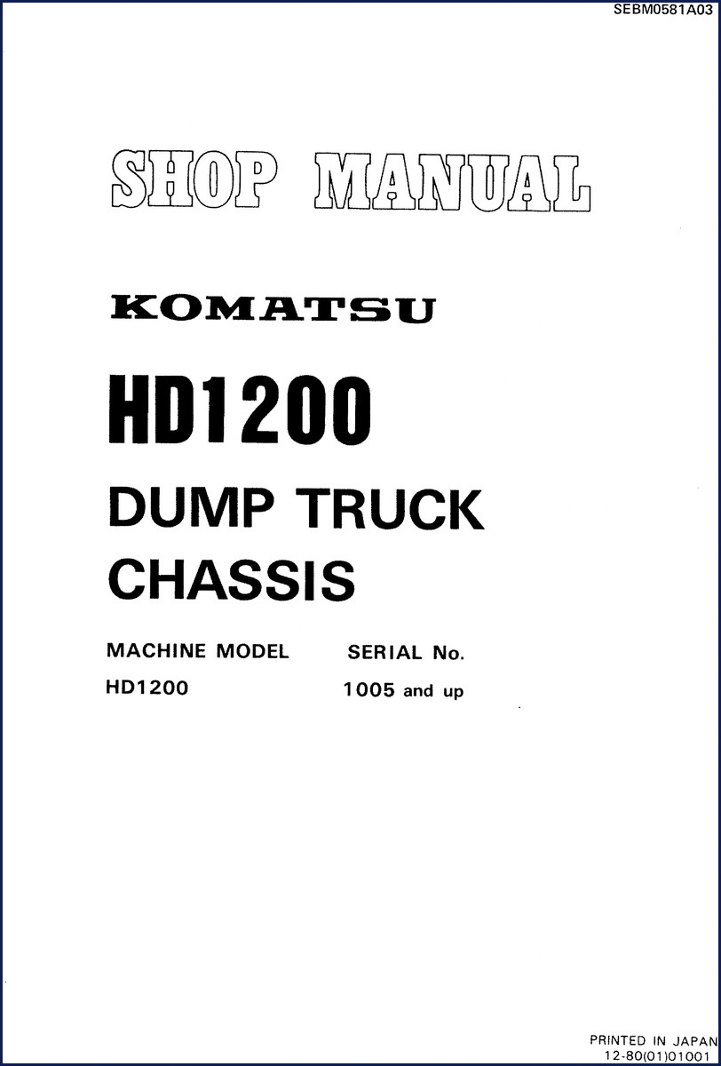 komatsu hd1200 1980 workshop manual, komatsu workshop manual, komatsu hd1200