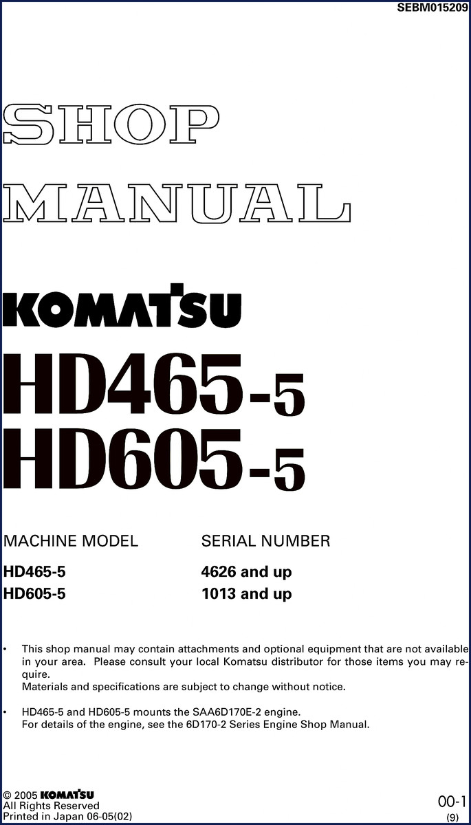 komatsu hd465, komatsu manual