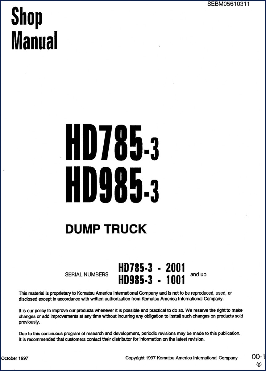 komatsu hd785, komatsu manual