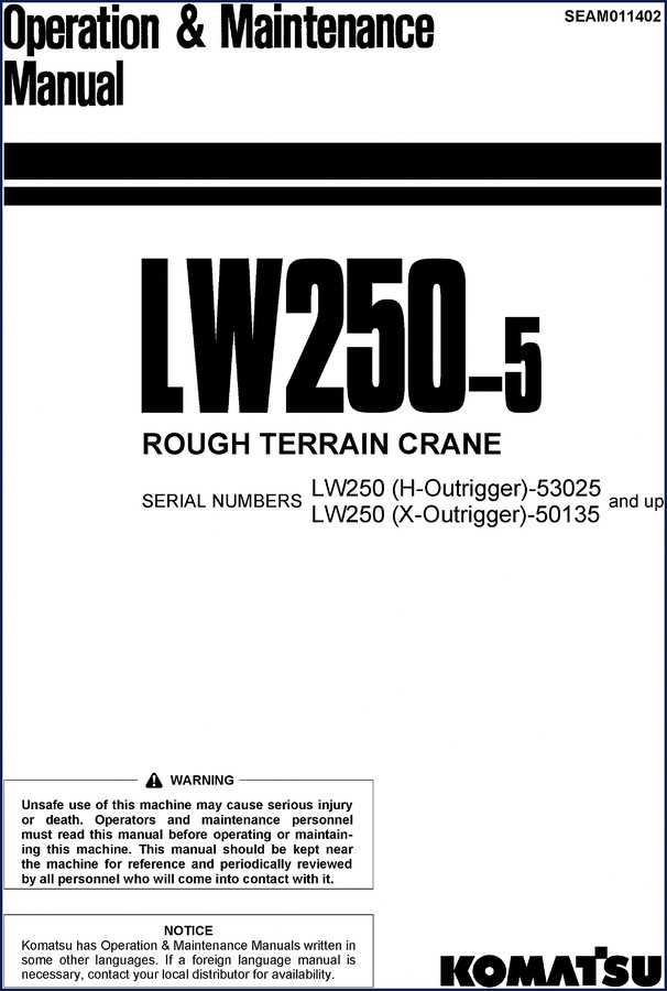 komatsu lw250, komatsu manual