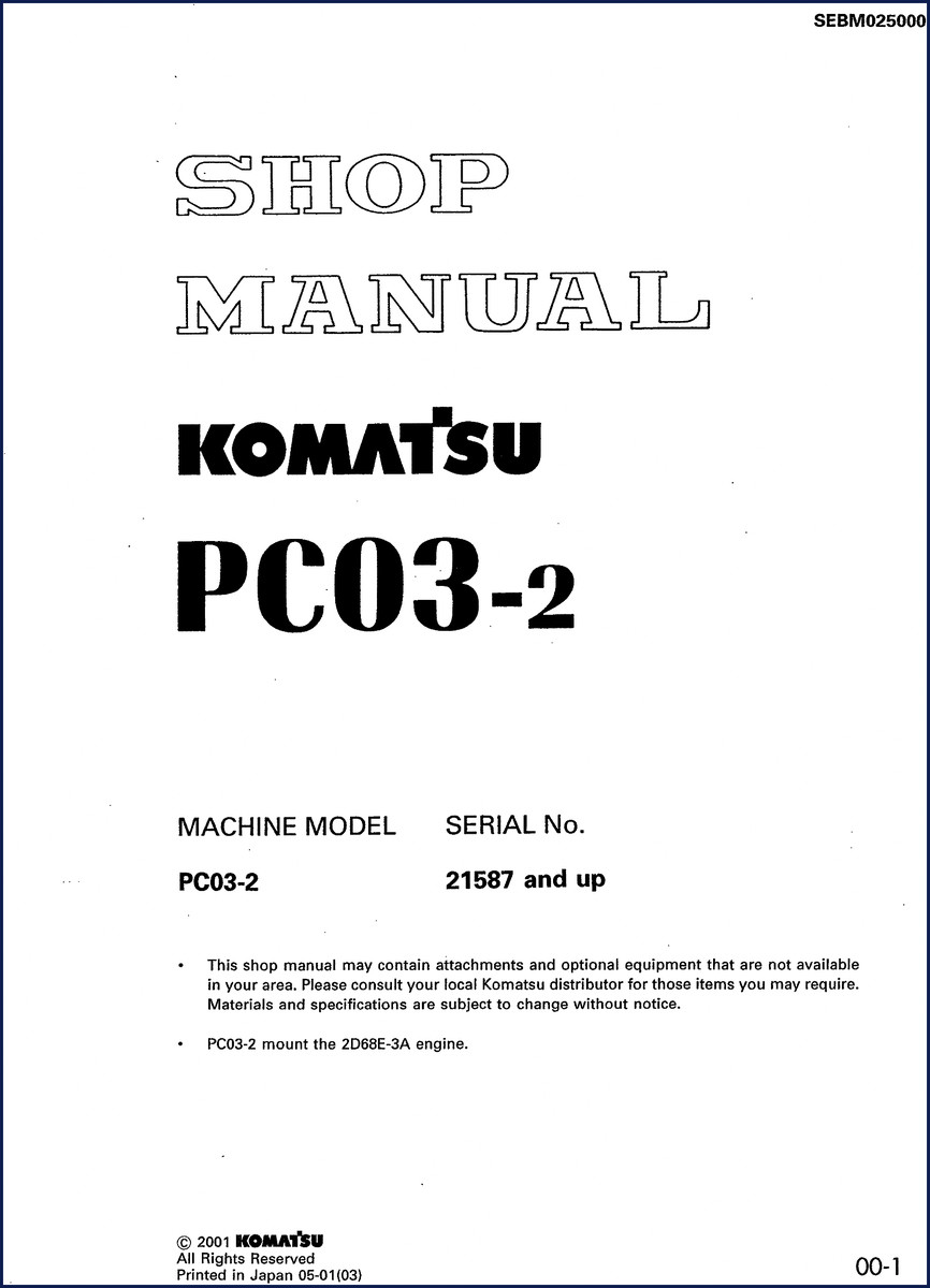 komatsu pc03, komatsu manual