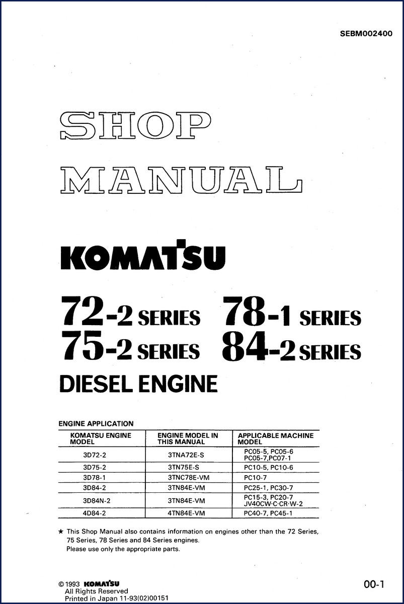 komatsu pc05 pc10 pc25 pc30 pc40 1993 workshop, komatsu workshop manual, komatsu pc05