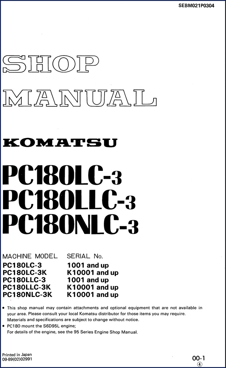 komatsu pc180lc, komatsu manual