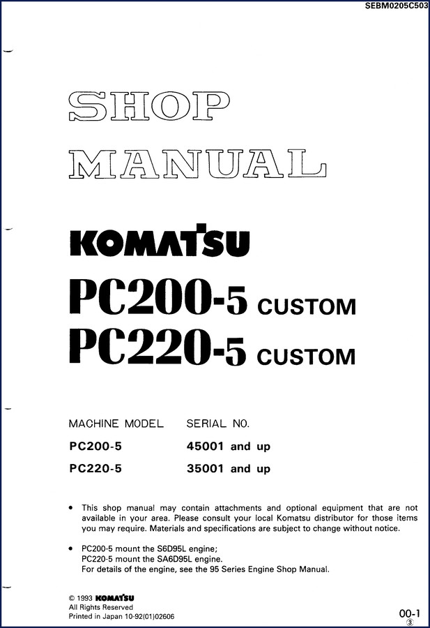 komatsu pc200, komatsu manual
