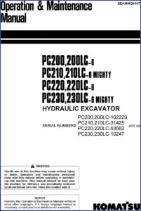 komatsu pc200 pc200lc pc210 pc210lc pc220 operators manual, komatsu manual, komatsu pc200