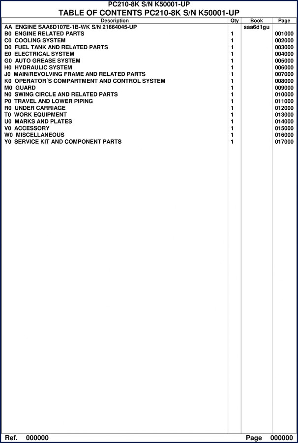 komatsu pc210 parts catalog, komatsu parts catalog, komatsu pc210
