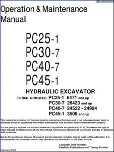 komatsu pc25, komatsu manual