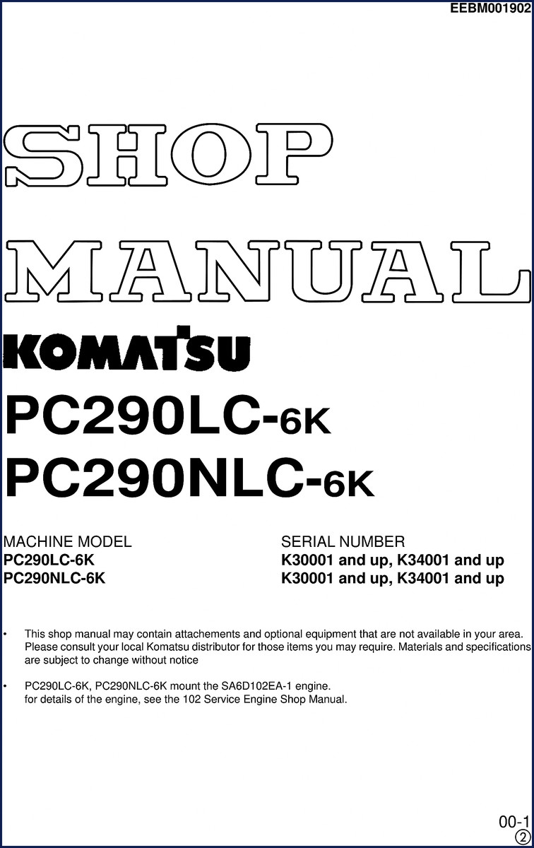komatsu pc290lc, komatsu manual