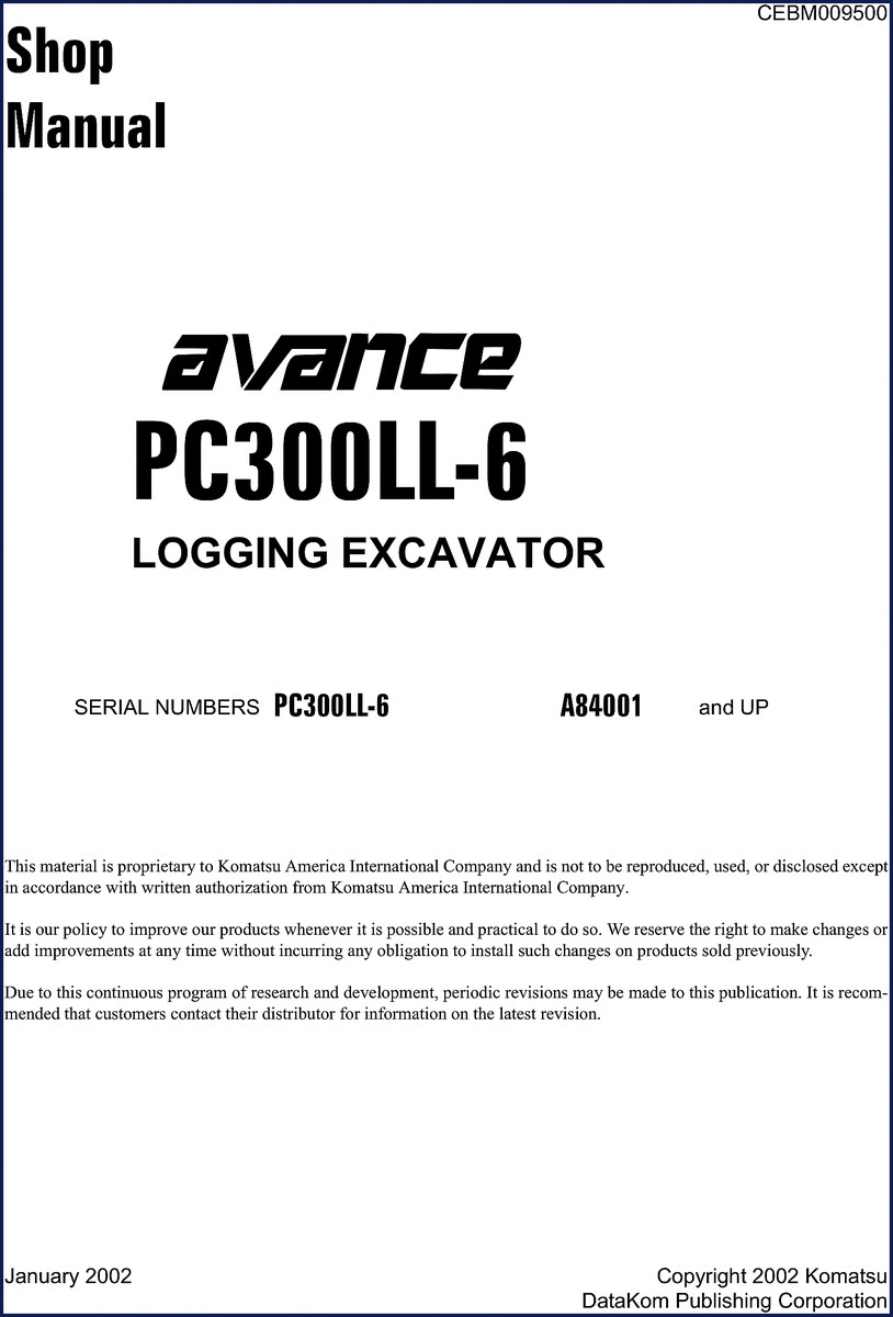 komatsu pc300ll, komatsu manual