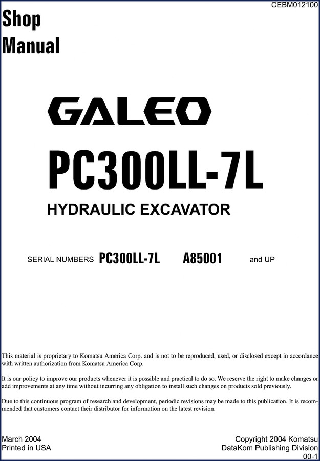 komatsu pc300ll, komatsu manual