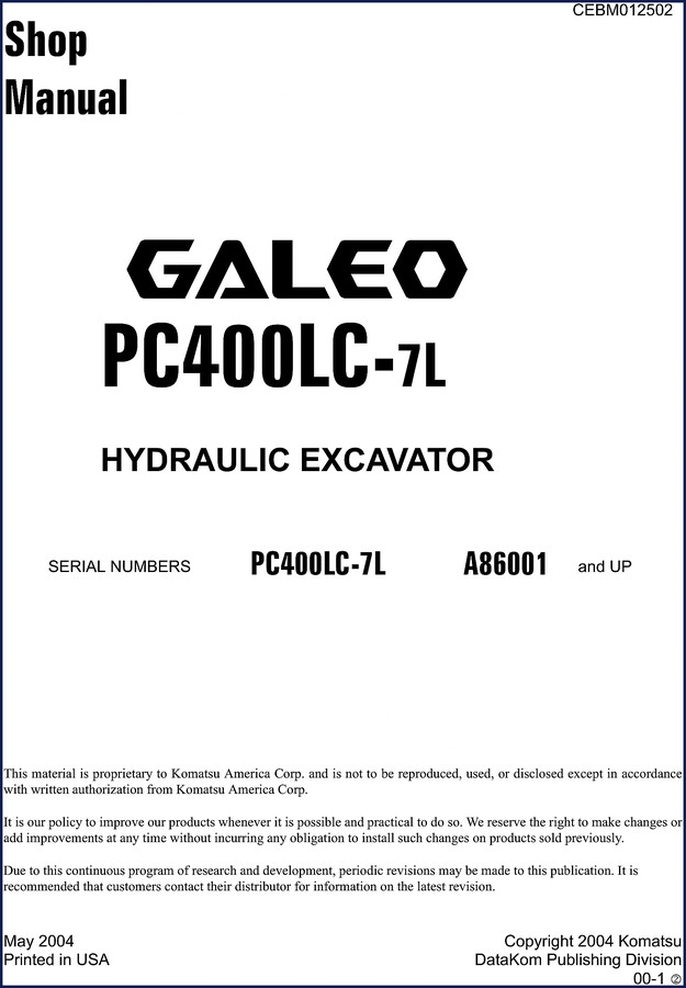 komatsu pc400lc, komatsu manual