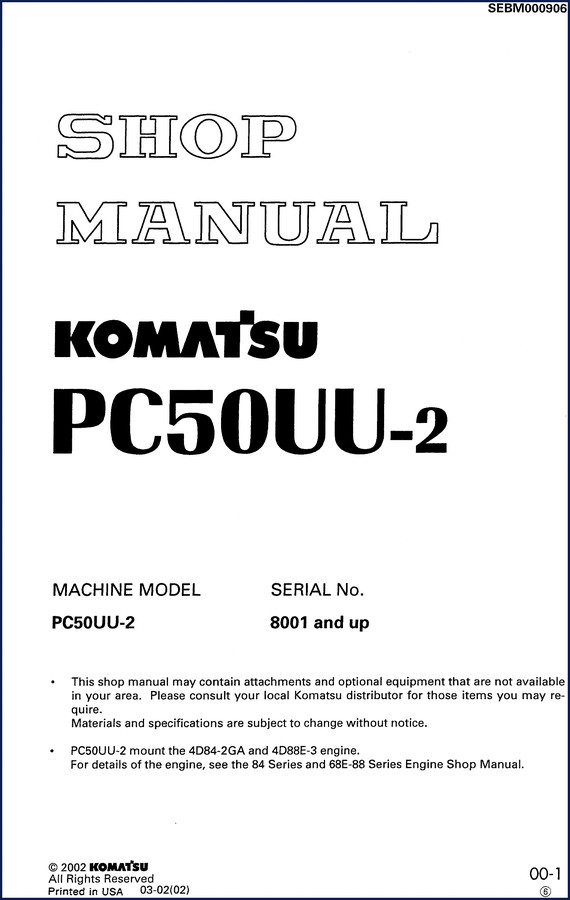 komatsu pc50uu, komatsu manual