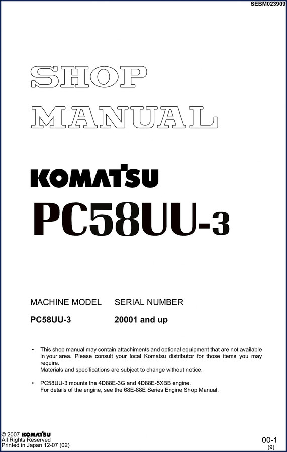 komatsu pc58uu, komatsu manual