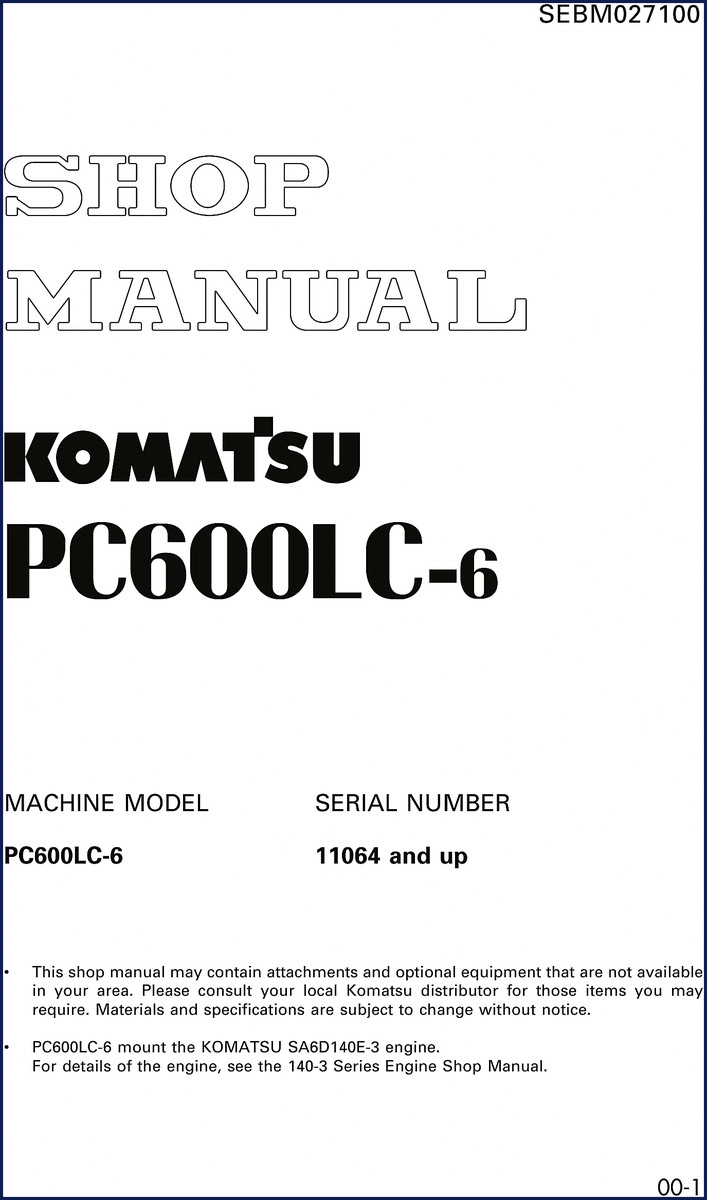komatsu pc600lc, komatsu manual