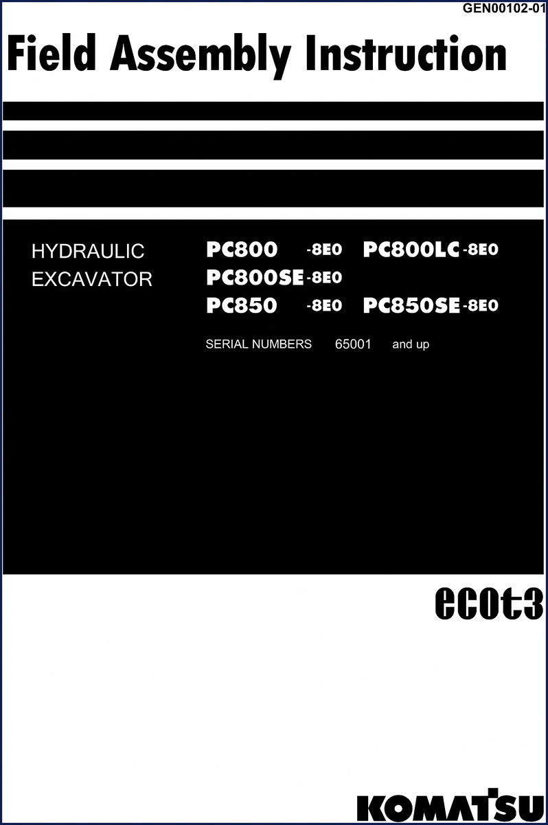 komatsu pc800, pc800lc, pc800se, pc850, pc850se installation manual, komatsu manual, komatsu pc800,