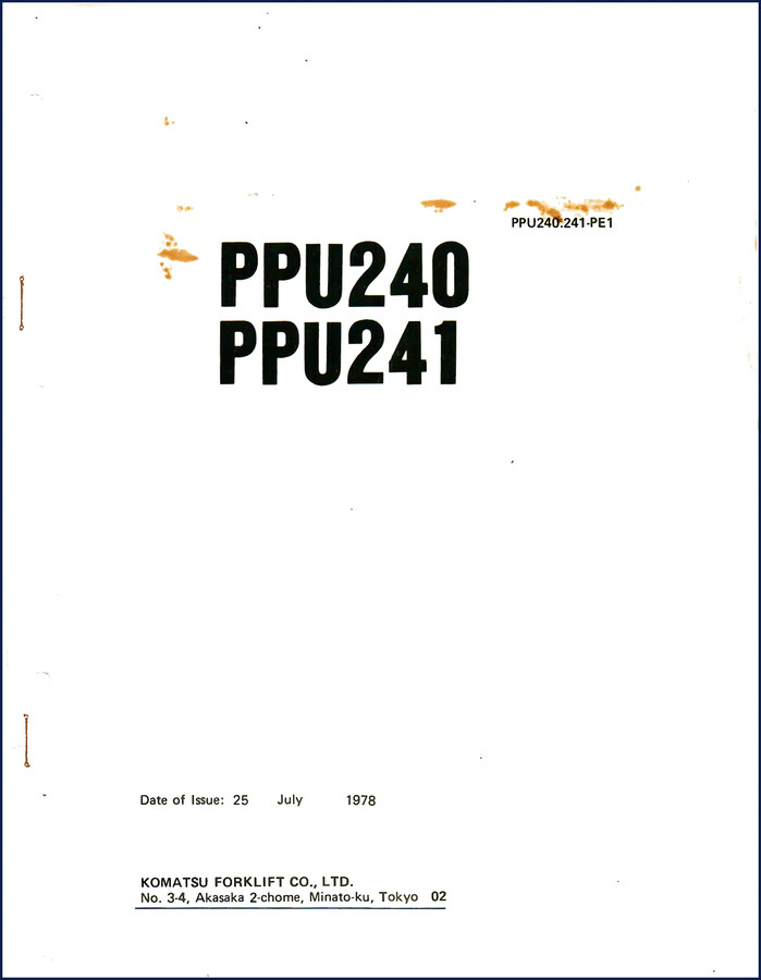 komatsu ppu240, ppu241 1978 parts catalog, komatsu parts catalog, komatsu ppu240,