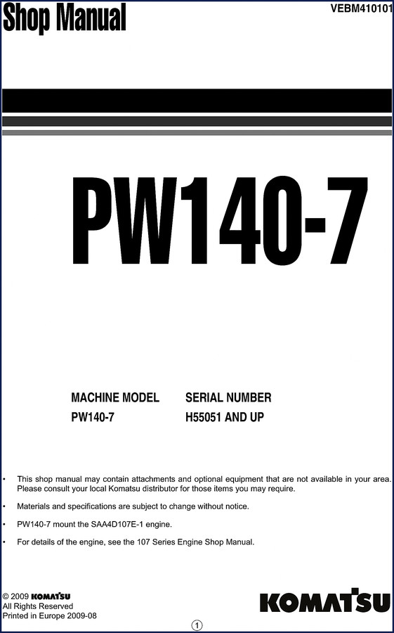 komatsu pw140, komatsu manual