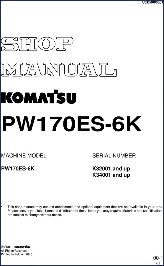 komatsu pw170es, komatsu manual