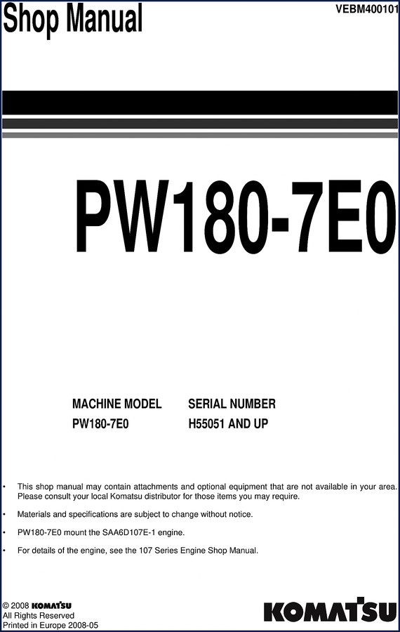 komatsu pw180, komatsu manual