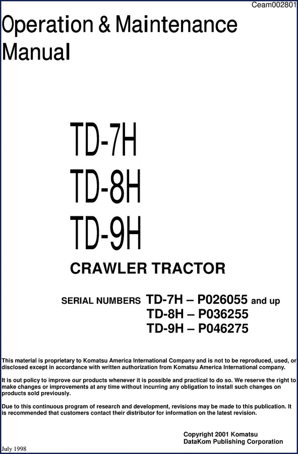 komatsu td, komatsu manual